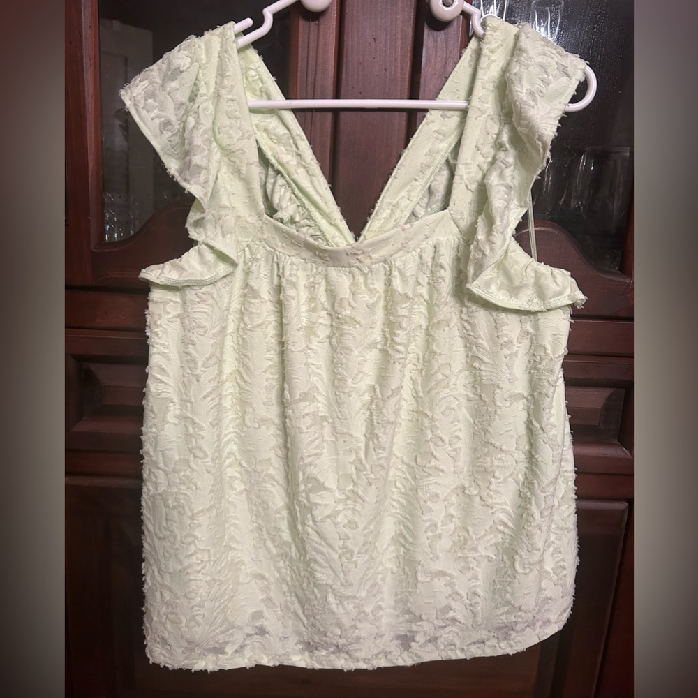 Lauren Conrad lime sherbet green. Chenille style semisheer top on matching liner